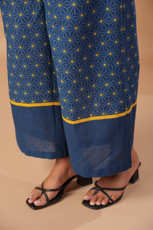 Royal blue handloom cotton coord set - Visramaa