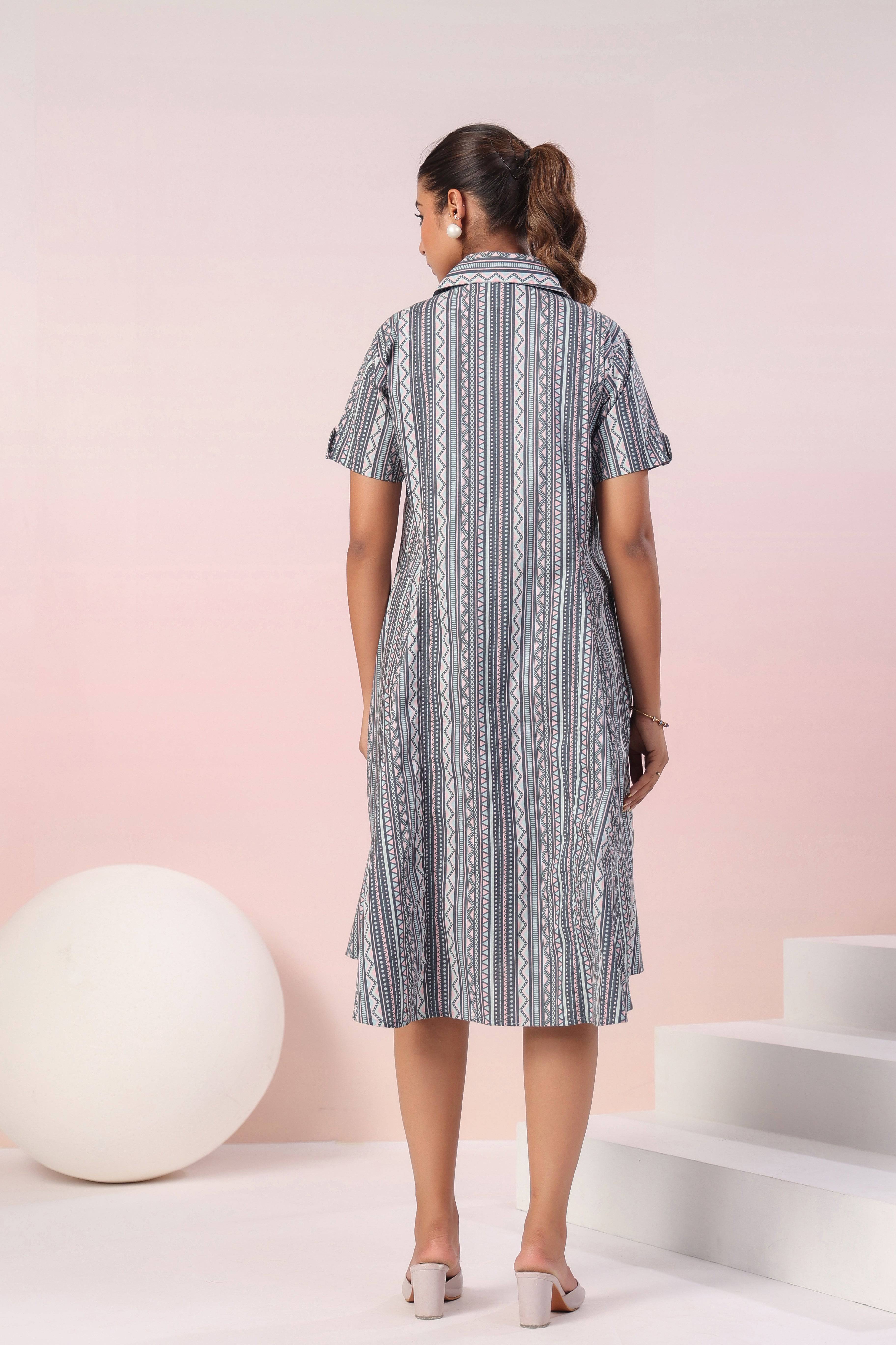Grey cotton poplin dress - Visramaa