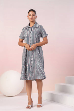 Grey cotton poplin dress - Visramaa