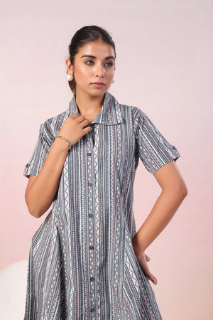 Grey cotton poplin dress - Visramaa