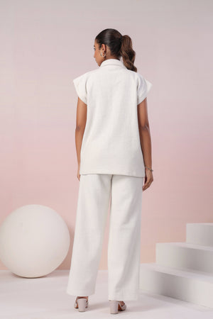 White jute cotton coord set - Visramaa