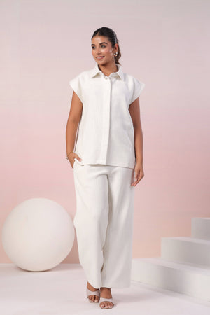 White jute cotton coord set - Visramaa