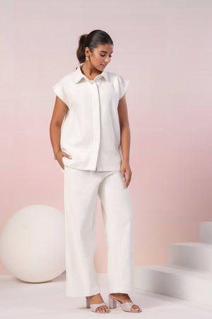 White jute cotton coord set - Visramaa