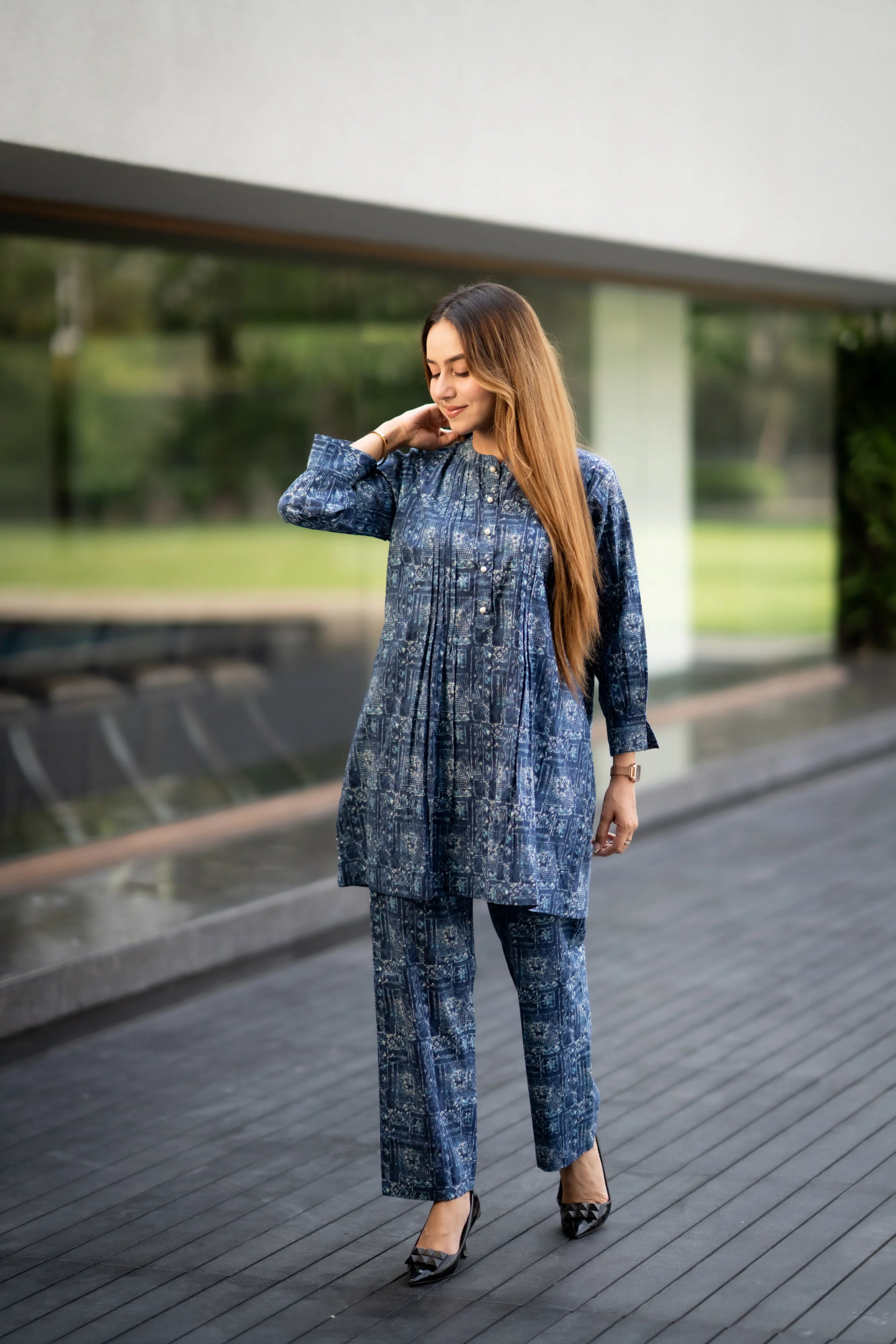 Wine Sanganeri Print Co-Ord Set