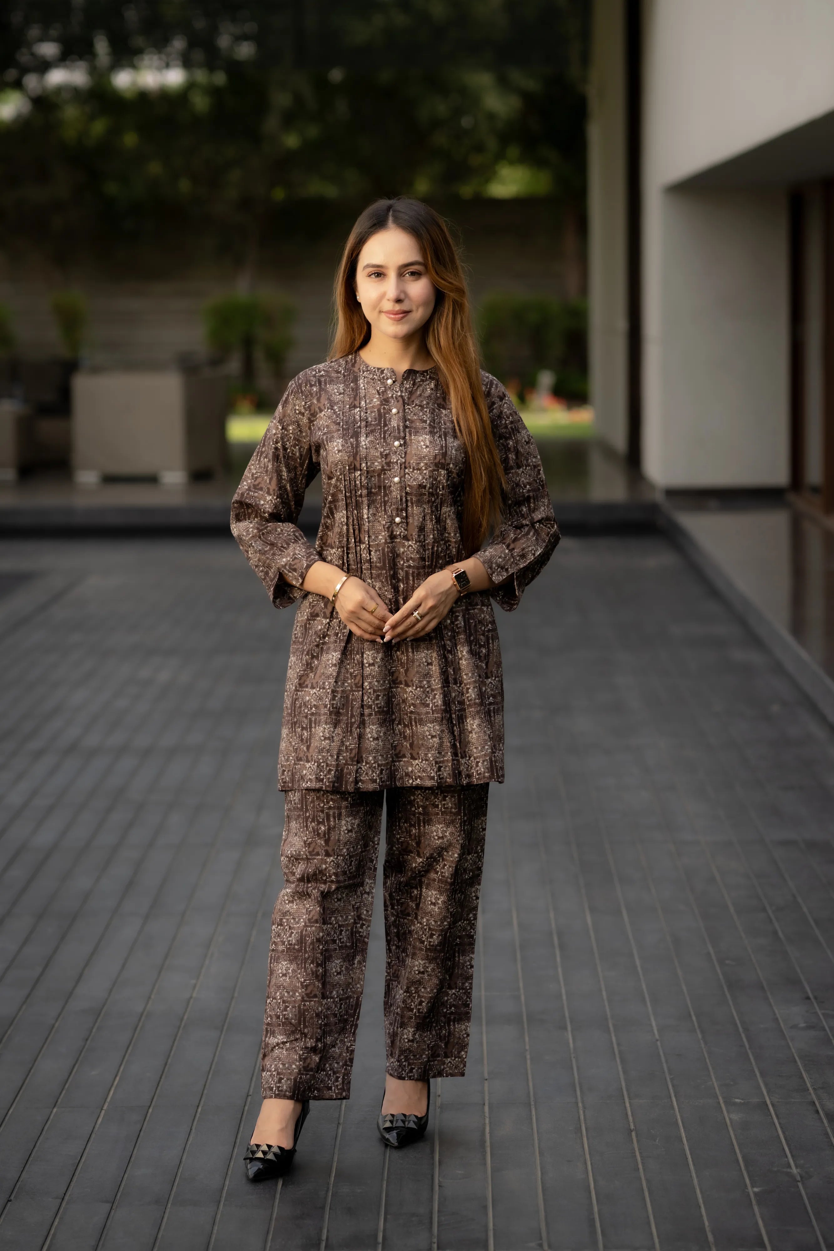 Wine Sanganeri Print Co-Ord Set