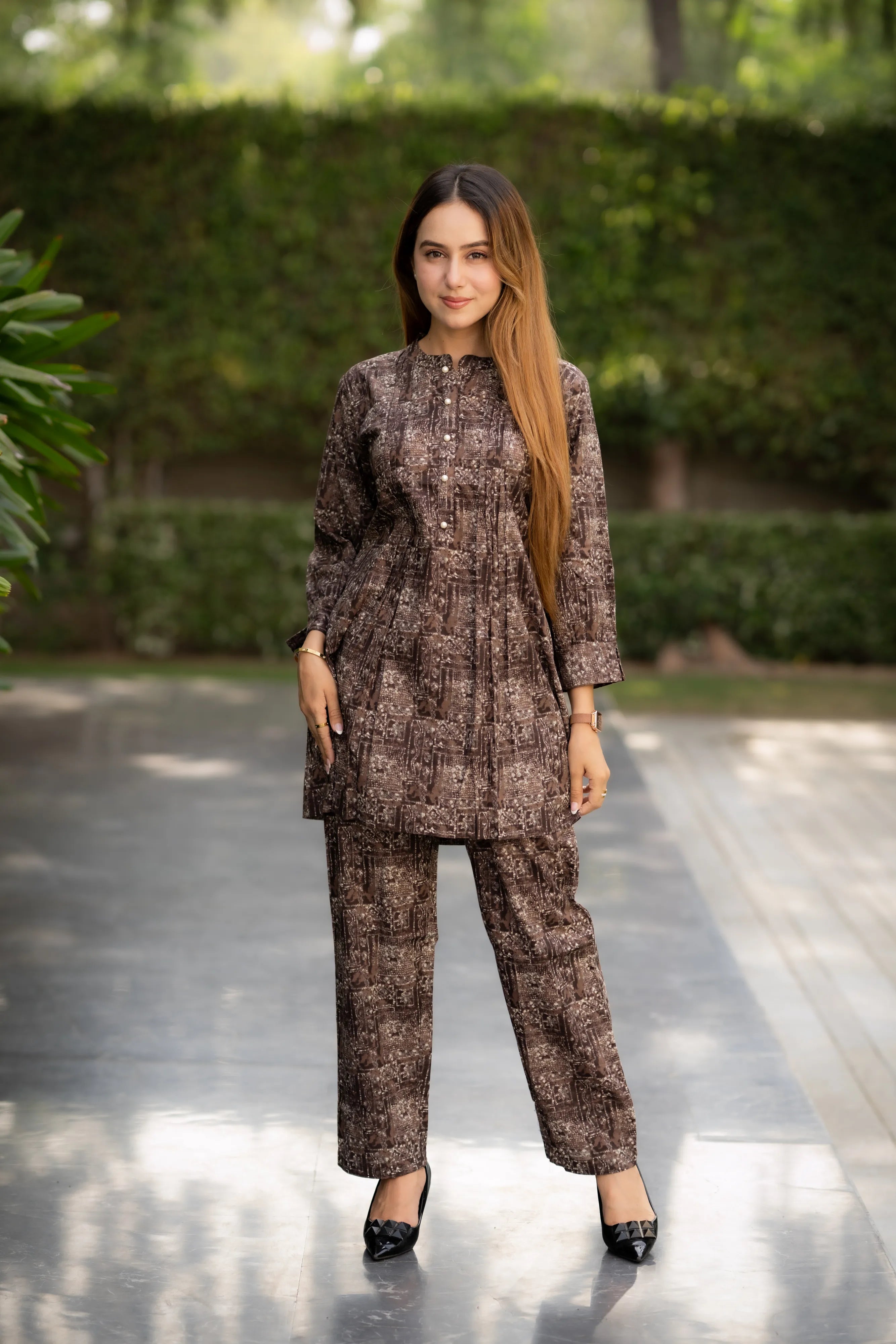 Wine Sanganeri Print Co-Ord Set