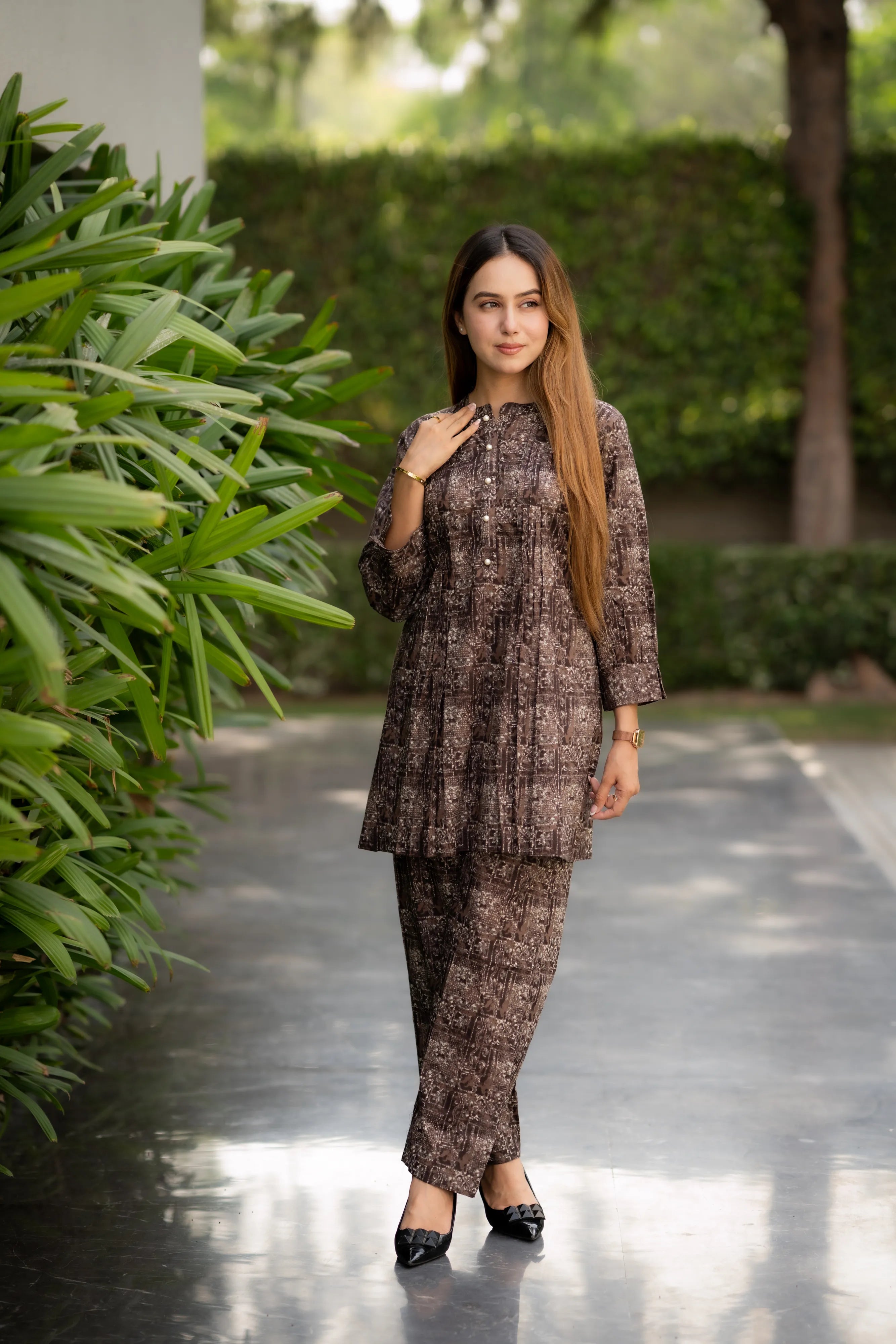 Wine Sanganeri Print Co-Ord Set