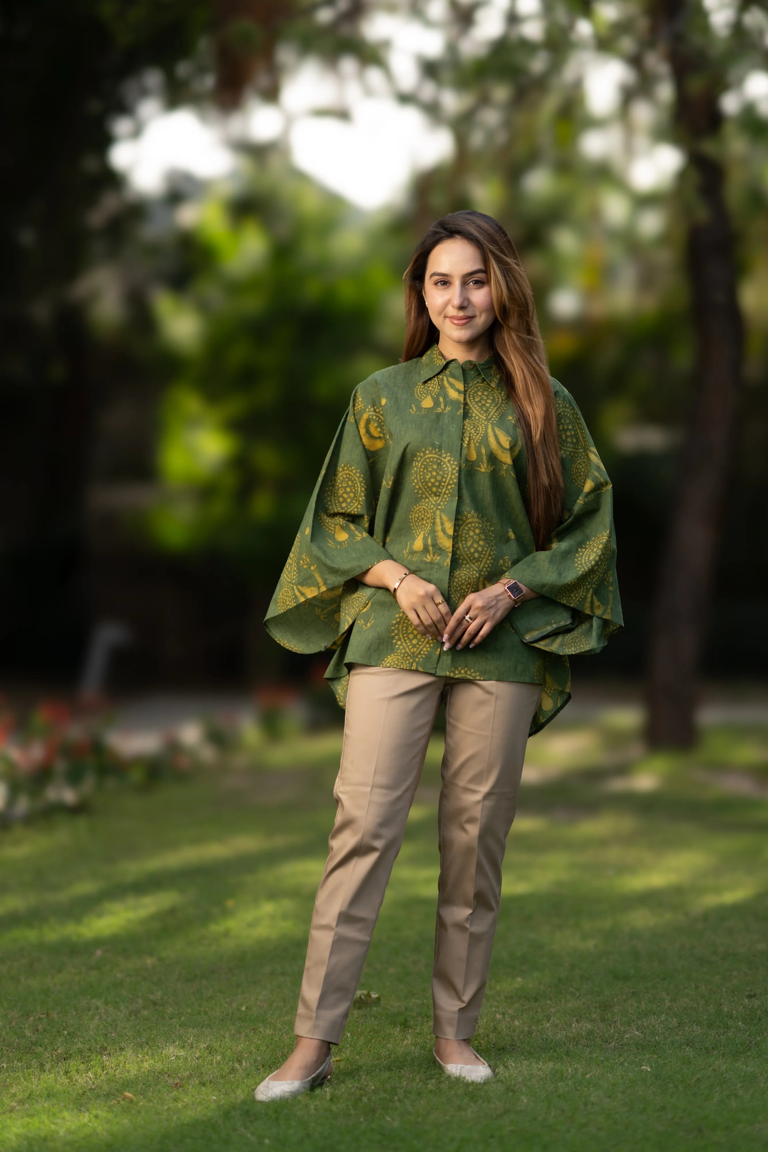 Graceful Green Cotton shirt