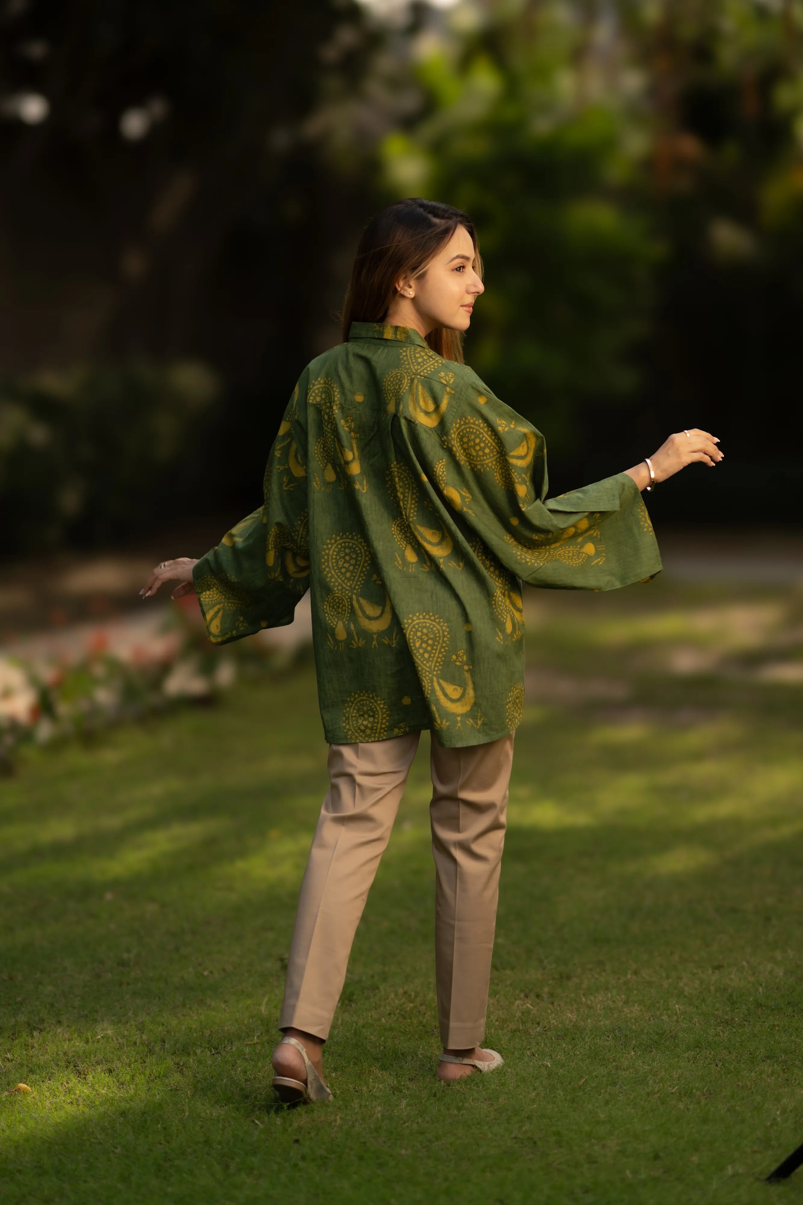 Graceful Green Cotton shirt