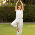 White & sky blue yoga set