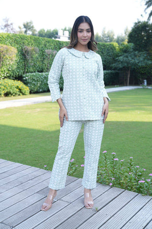 Pista green silk coord set - Visramaa