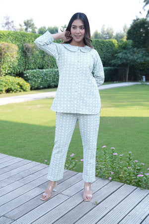 Pista green silk coord set - Visramaa