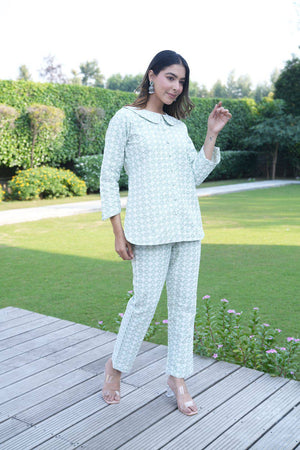 Pista green silk coord set - Visramaa