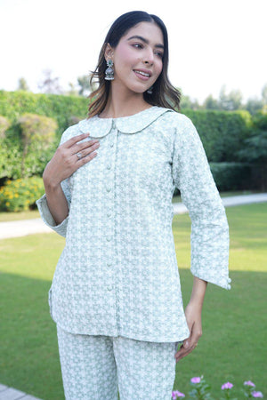 Pista green silk coord set - Visramaa