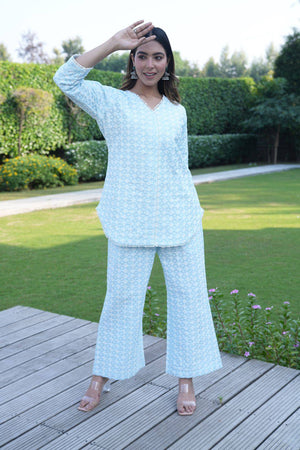 Sky blue Silk coord set - Visramaa