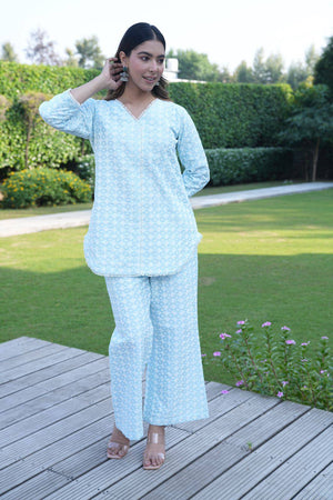 Sky blue Silk coord set - Visramaa
