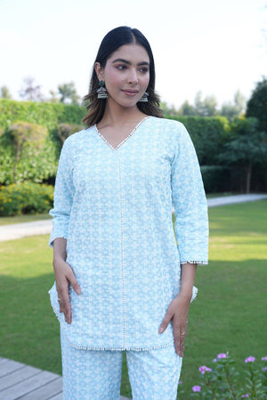 Sky blue Silk coord set - Visramaa