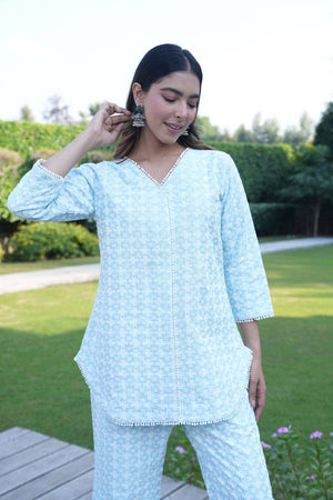 Sky blue Silk coord set - Visramaa