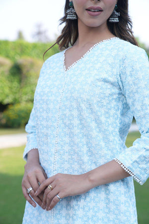 Sky blue Silk coord set - Visramaa