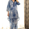 Blue & White Floral Print Coord Set - Visramaa