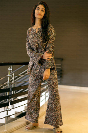 Floral Dawn Brown Co-ord Set - Visramaa
