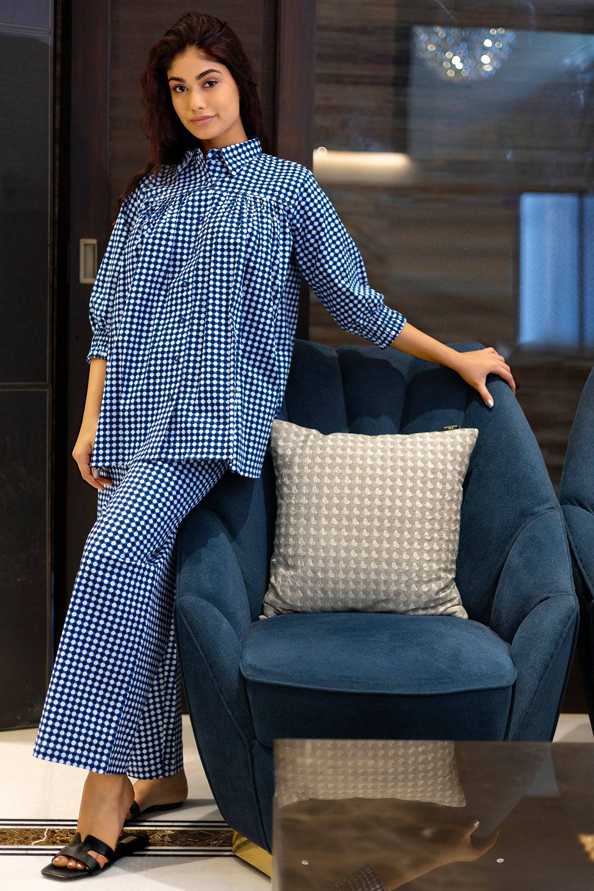 Blue Geometrical Anti Fit Coord Set - Visramaa