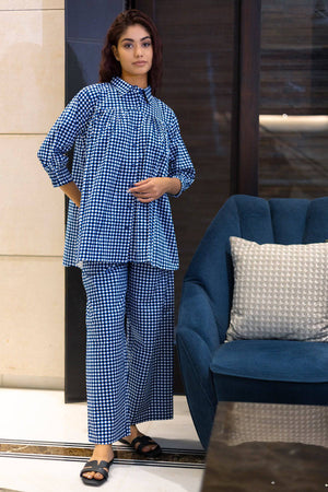 Blue Geometrical Anti Fit Coord Set - Visramaa
