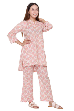 Peach Printed Kurta Set - Visramaa
