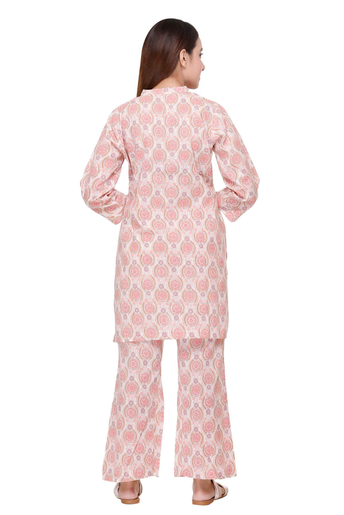 Peach Printed Kurta Set - Visramaa