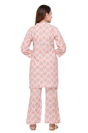 Peach Printed Kurta Set - Visramaa