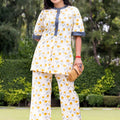 Beige Yellow Floral Printed Coord set - Visramaa