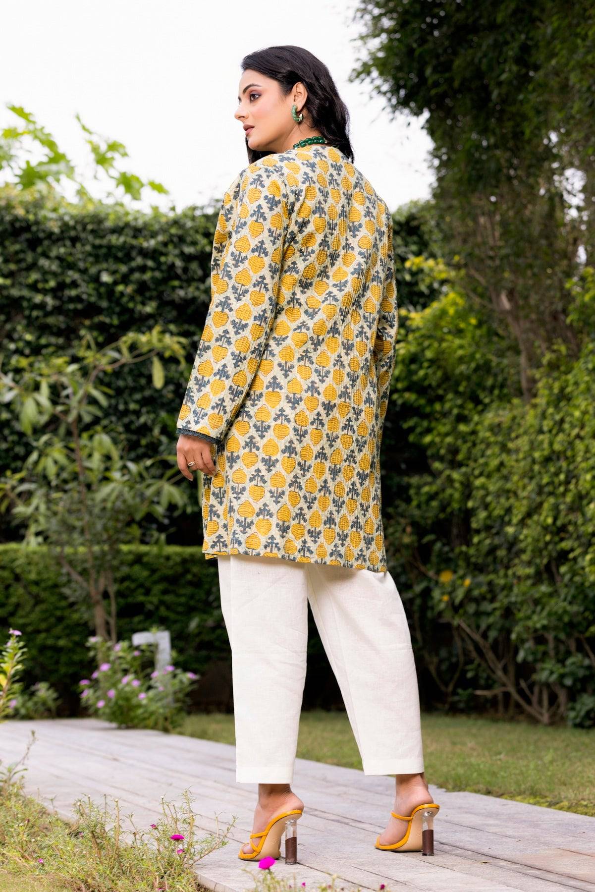 Three Piece Set With Floral Jacket - Visramaa