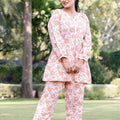 Orange Flower printed Night suit - Visramaa