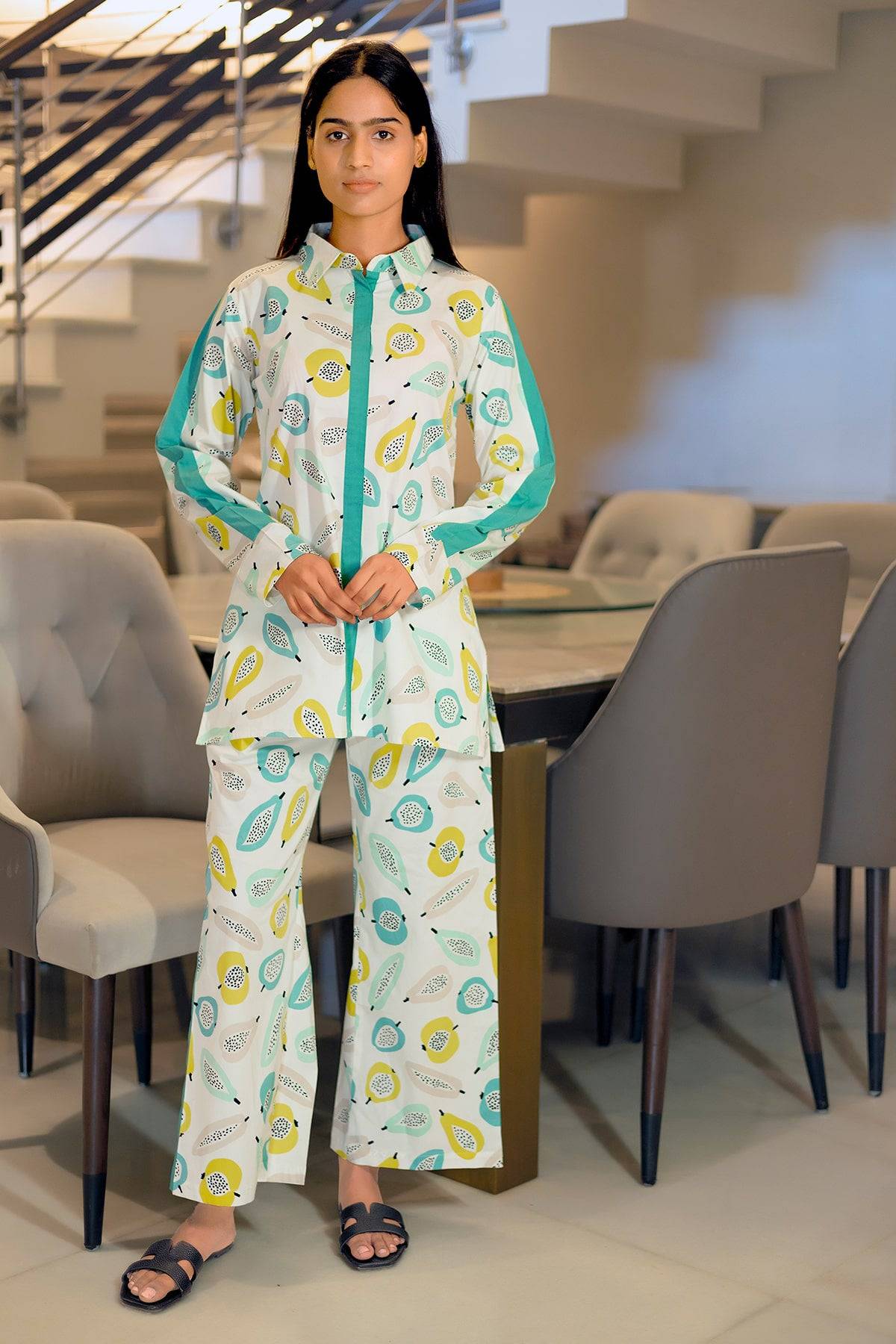 Fruit Print Soft Lycra Night Suit - Visramaa