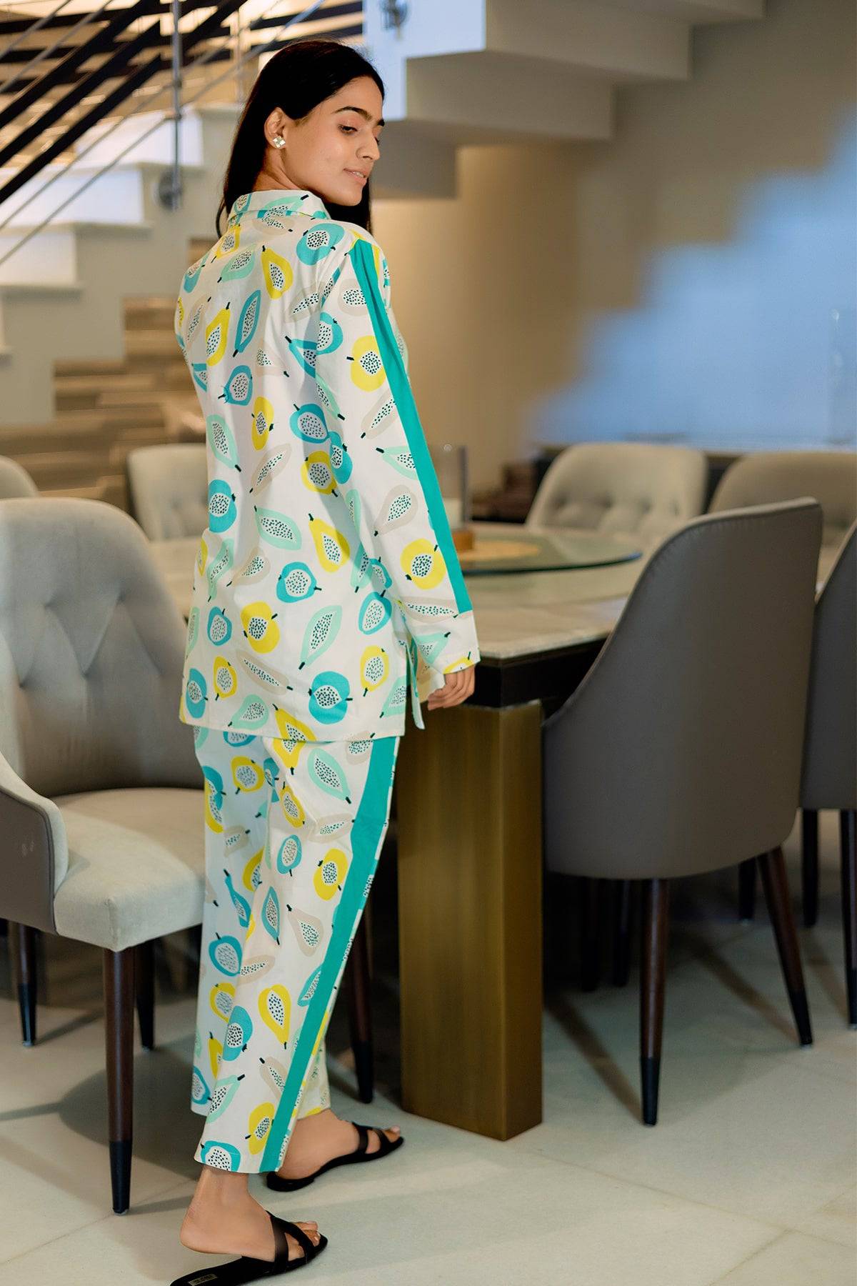 Fruit Print Soft Lycra Night Suit - Visramaa