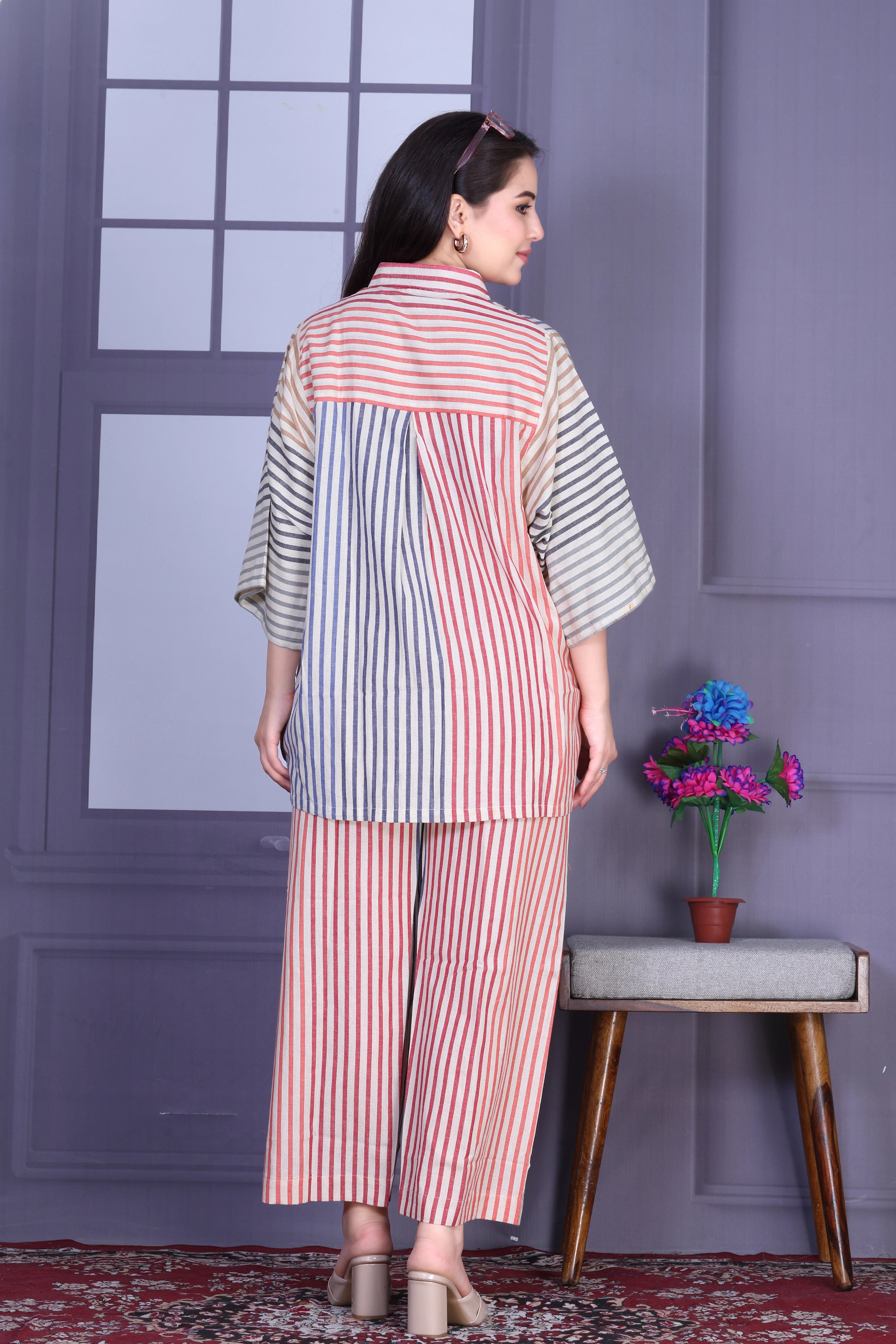 Multi-Stripe Handloom Cotton Co-ord Set