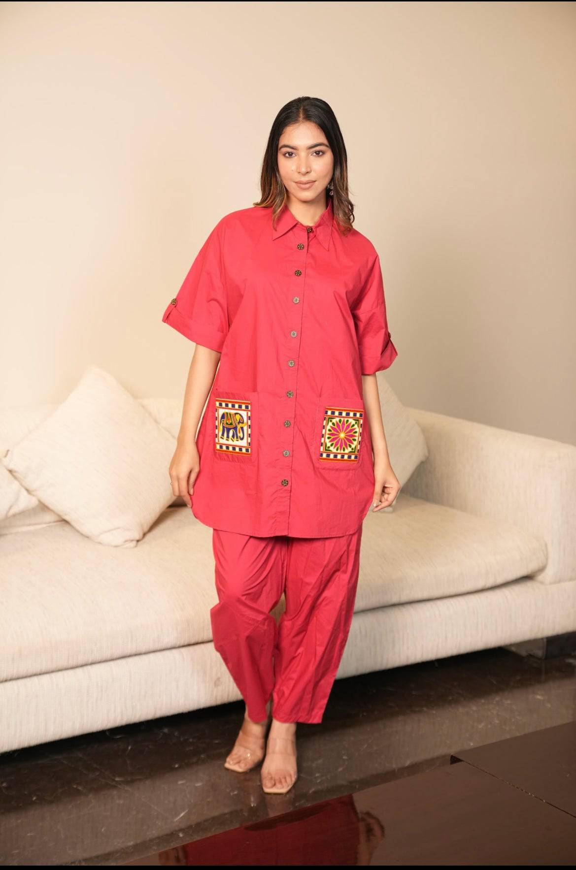 Hot Pink Cotton Poplin set - Visramaa