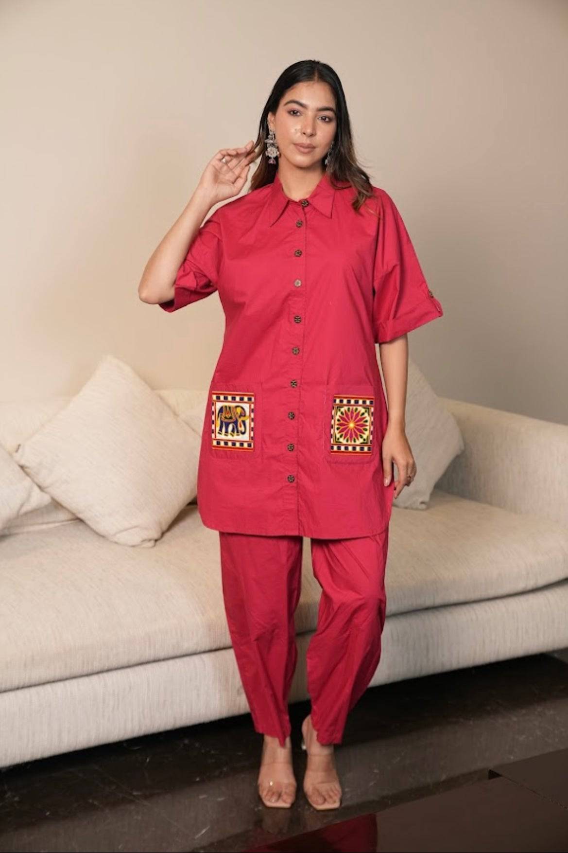 Hot Pink Cotton Poplin set - Visramaa