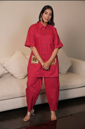 Hot Pink Cotton Poplin set - Visramaa