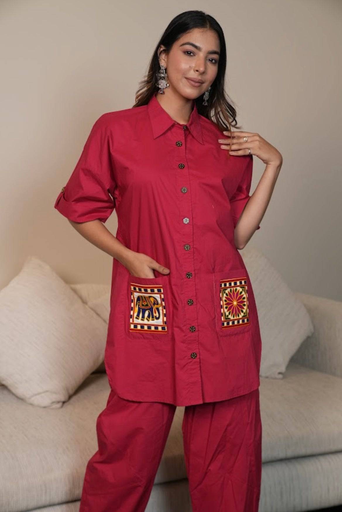 Hot Pink Cotton Poplin set - Visramaa