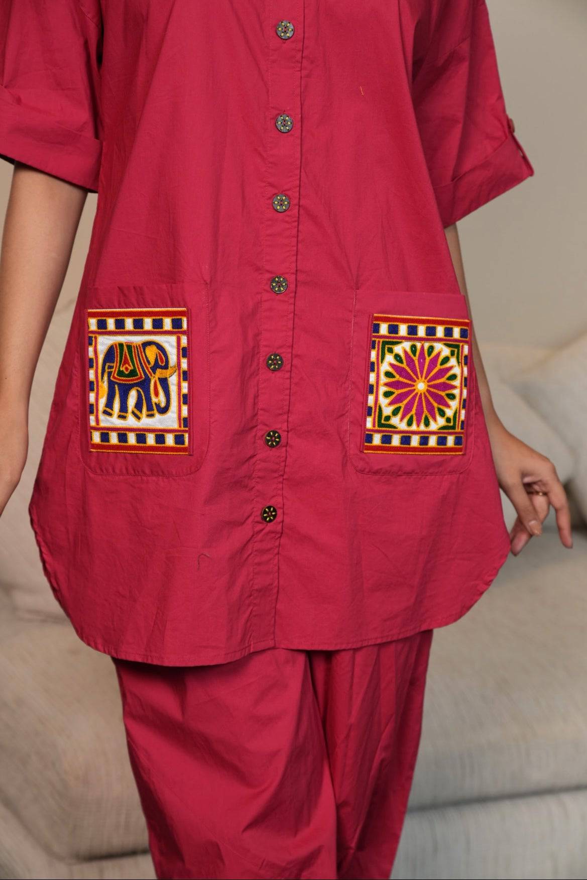 Hot Pink Cotton Poplin set - Visramaa