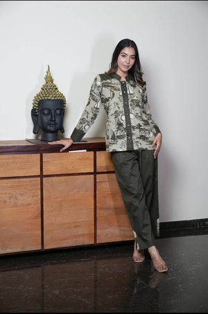 Bottle Green Linen set - Visramaa