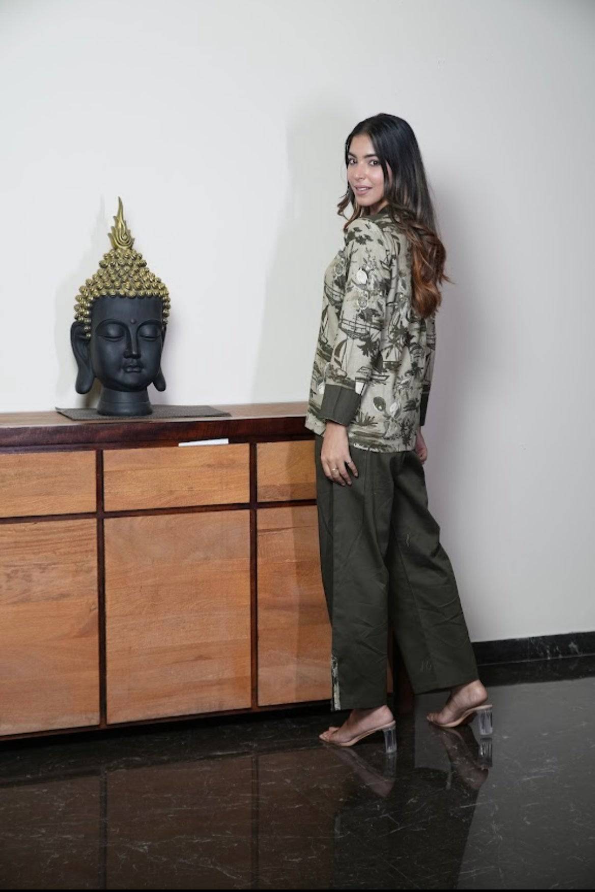 Bottle Green Linen set - Visramaa