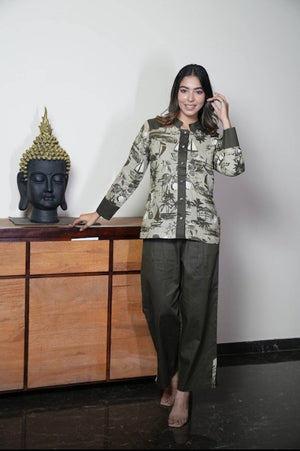 Bottle Green Linen set - Visramaa