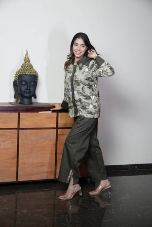 Bottle Green Linen set - Visramaa