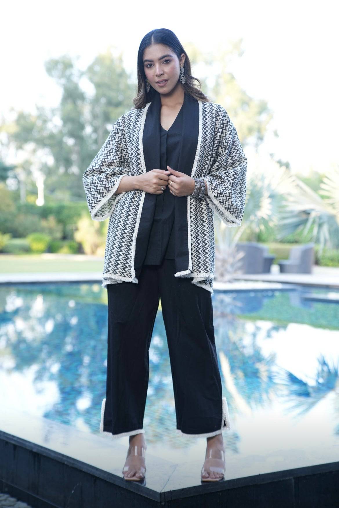 Black cotton poplin jacket set - Visramaa