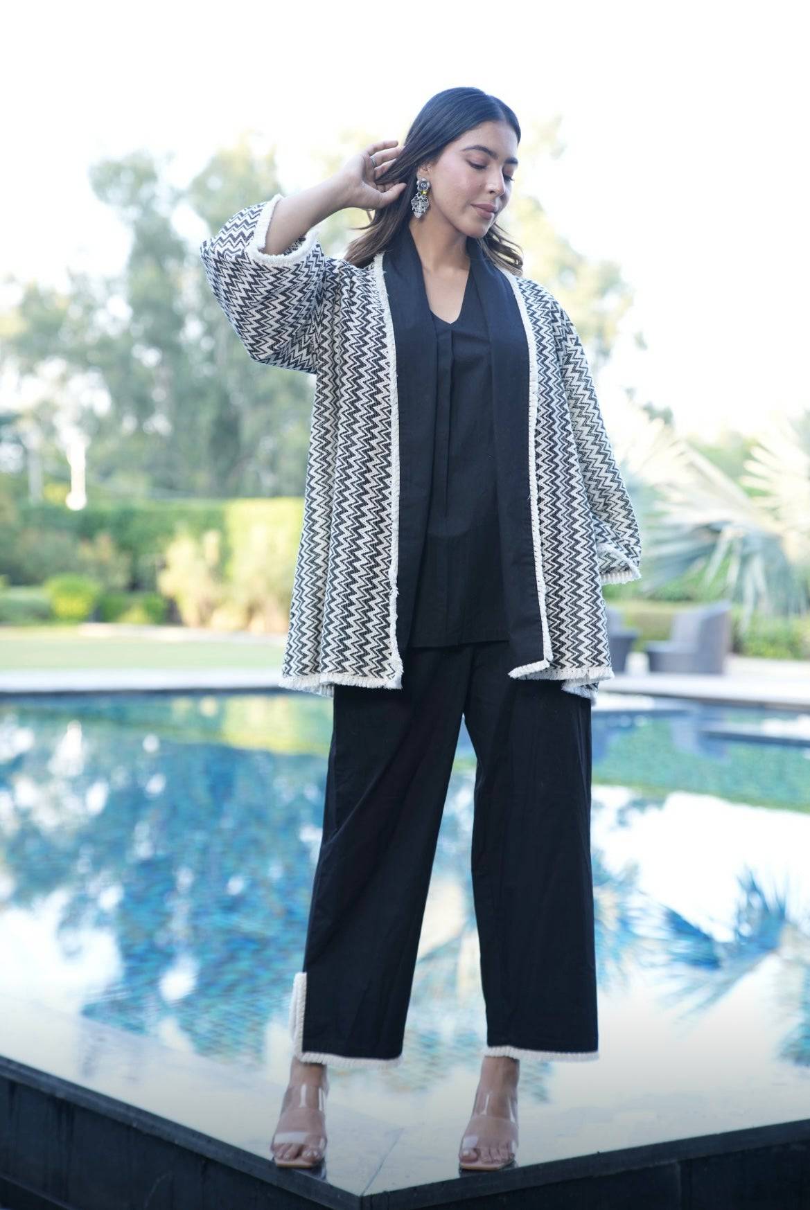 Black cotton poplin jacket set - Visramaa