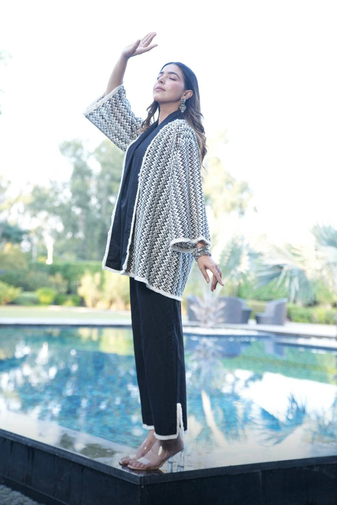 Black cotton poplin jacket set - Visramaa