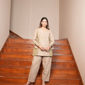 Beige Jacquard Cotton Set - Visramaa