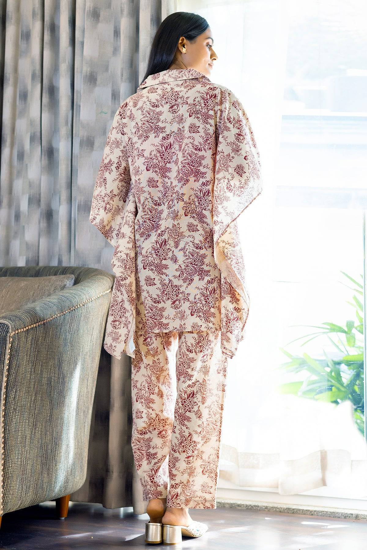 Kaftan Style Floral Print Coord Set - Visramaa